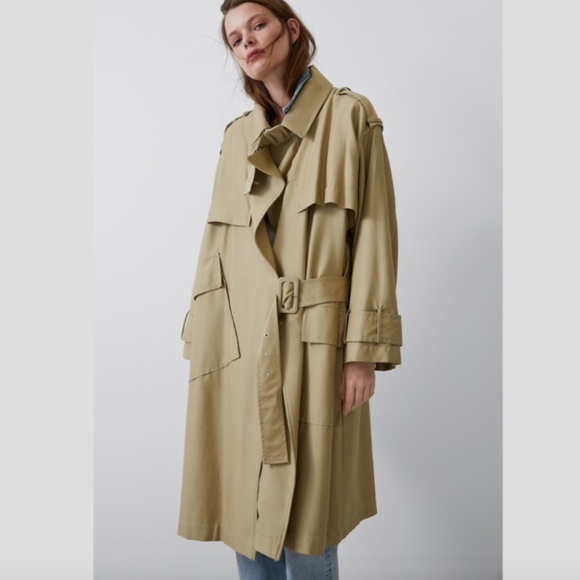 NWT Zara contrast oversized trench coat - Picture 2 of 7